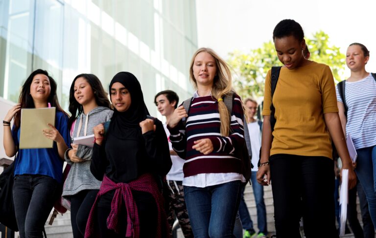 Students walking in school